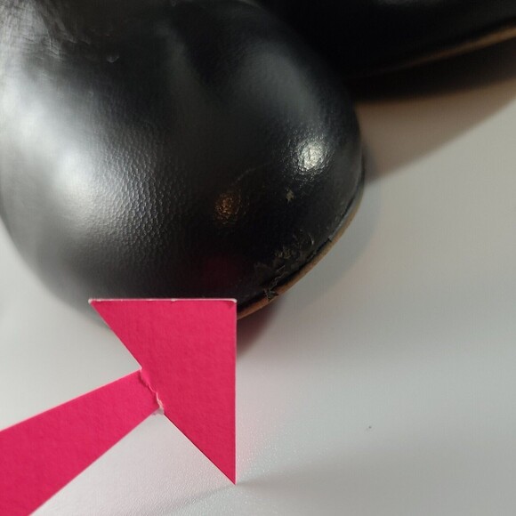 NINE WEST Herbert LEATHER WEDGE Heel BOOTS Buckled BOOTIES Black 9M - Picture 7 of 11